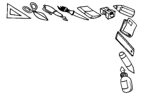 School Supplies Coloring Page