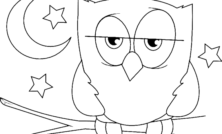 Sleepy Owl Coloring Page