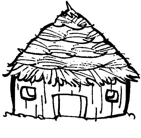 Small Hut Coloring Page