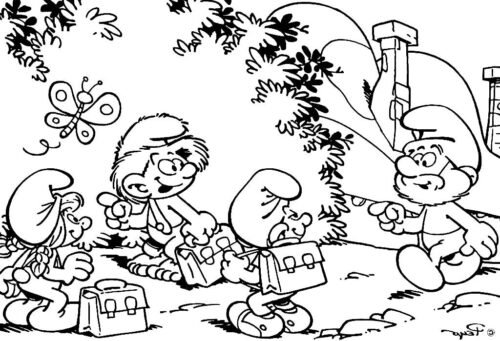 Smurfs Camp Coloring Page