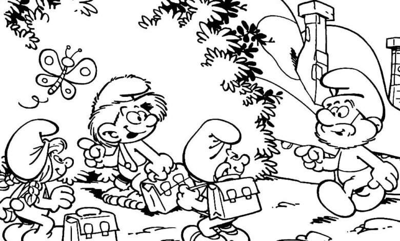 Smurfs Camp Coloring Page