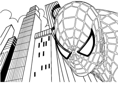 Spiderman Buildings Coloring Page