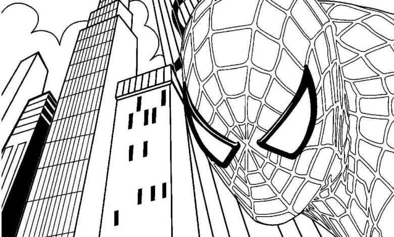 Spiderman Buildings Coloring Page