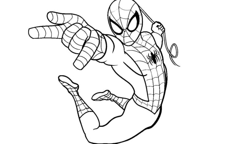 Spiderman Web Shoot Coloring Page