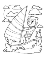 Surfing Kids Summer Coloring Page