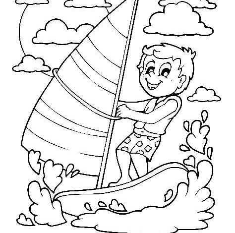 Surfing Kids Summer Coloring Page
