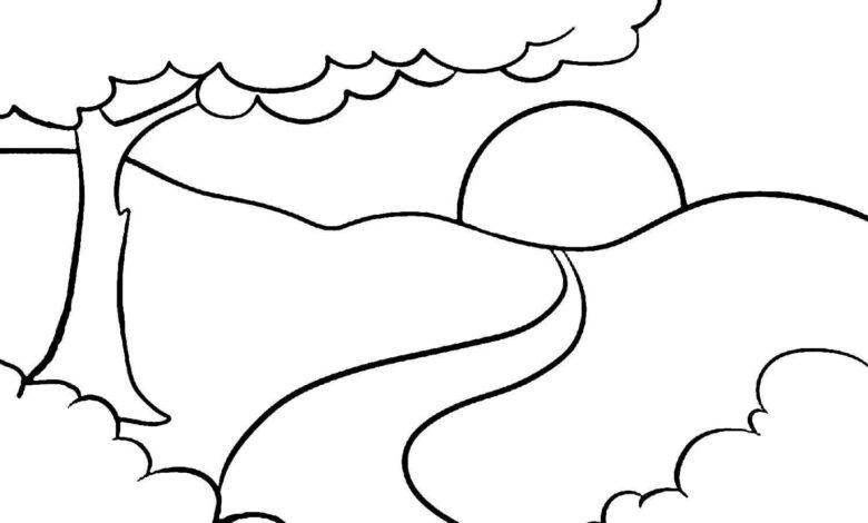 Tree Sun Path Coloring Page