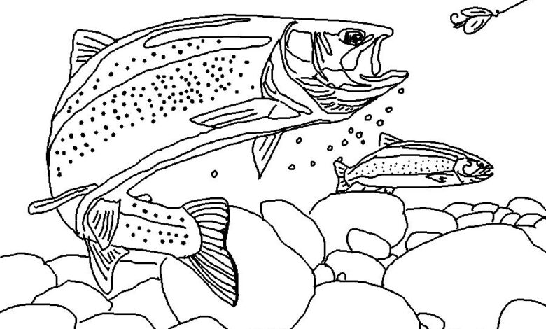 Undersea Fishing Coloring Page