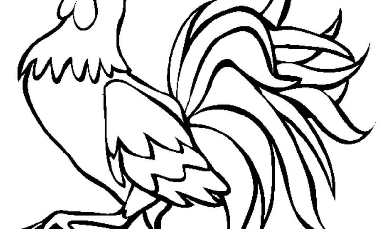 Walking Rooster Coloring Page
