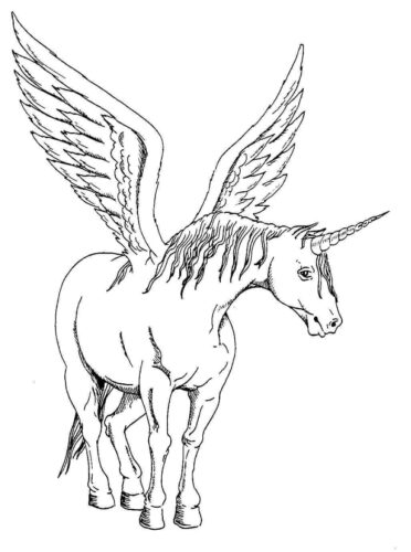 Winged Unicorn Coloring Page 1 Winged Unicorn Coloring Page