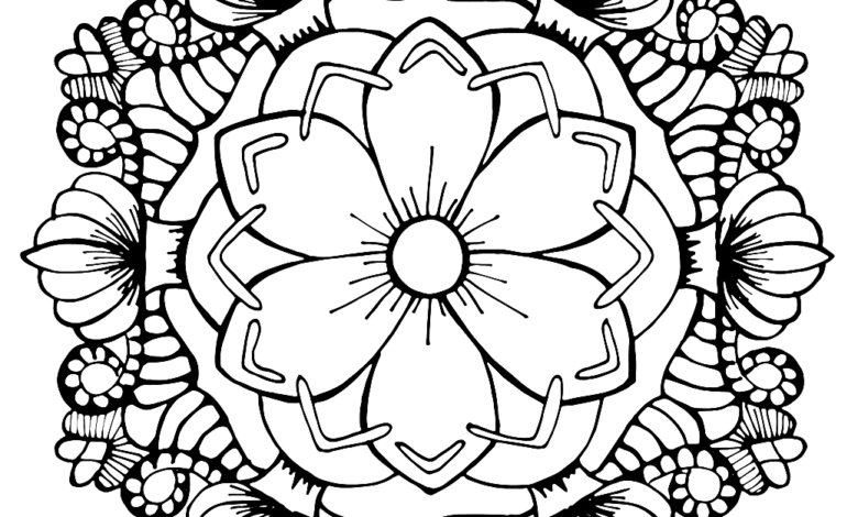 Aesthetic Adults Flowers Coloring Page