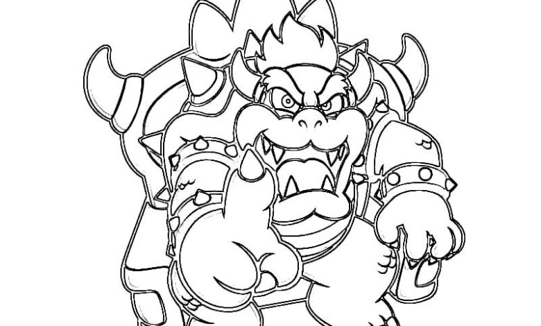 Angry Bowser Coloring Page