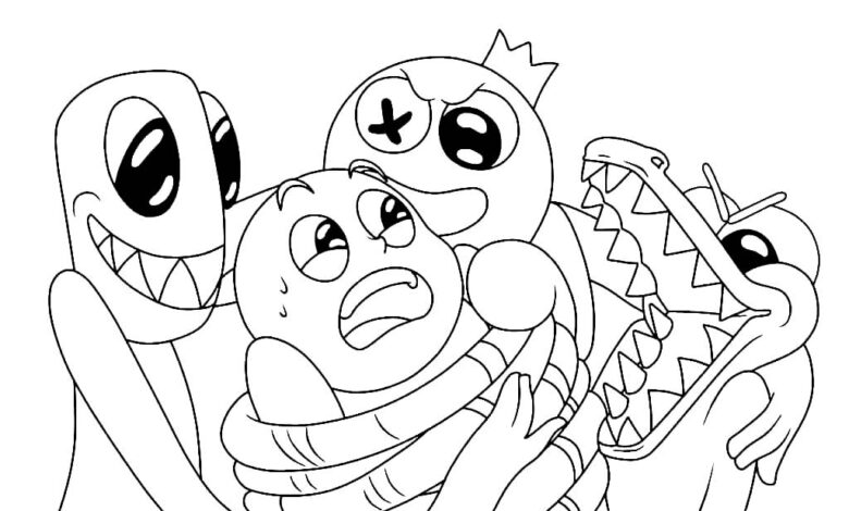 Angry Rainbow Friends Coloring Page