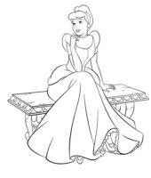 Cinderella Sitting Coloring Page