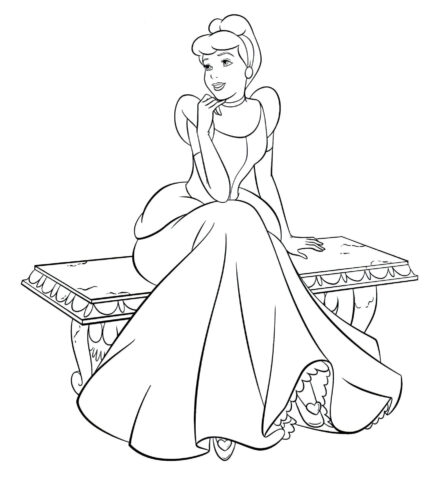 Cinderella Sitting Coloring Page
