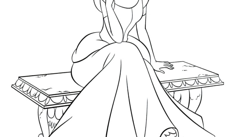 Cinderella Sitting Coloring Page