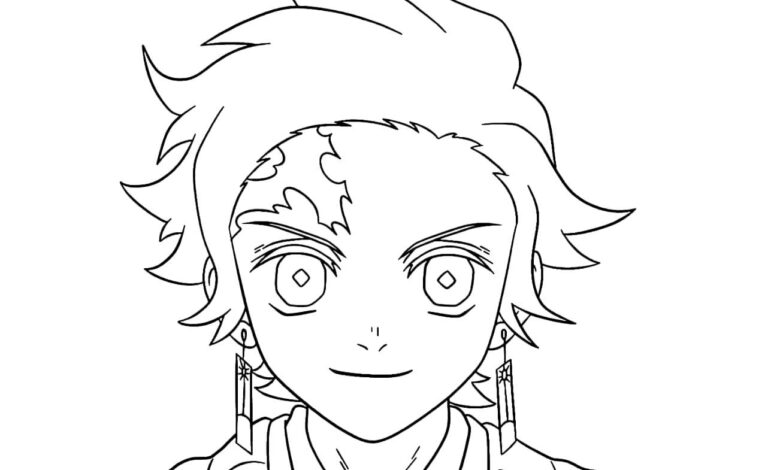 Demon Slayer Head Coloring Page