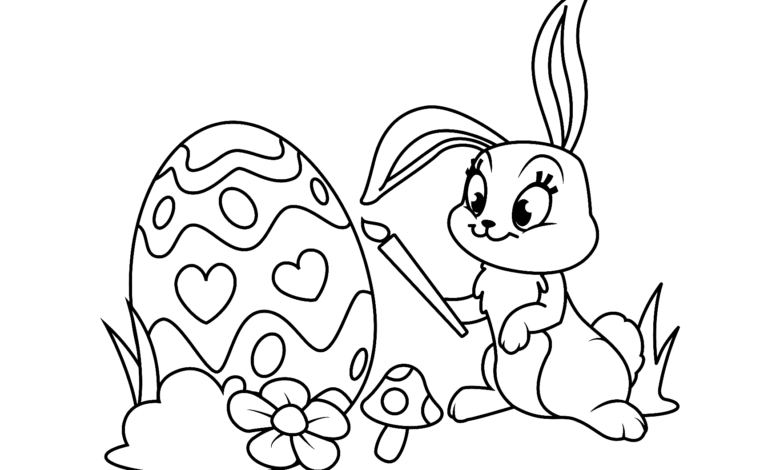 Easter Bunny Rabbit Coloring Page