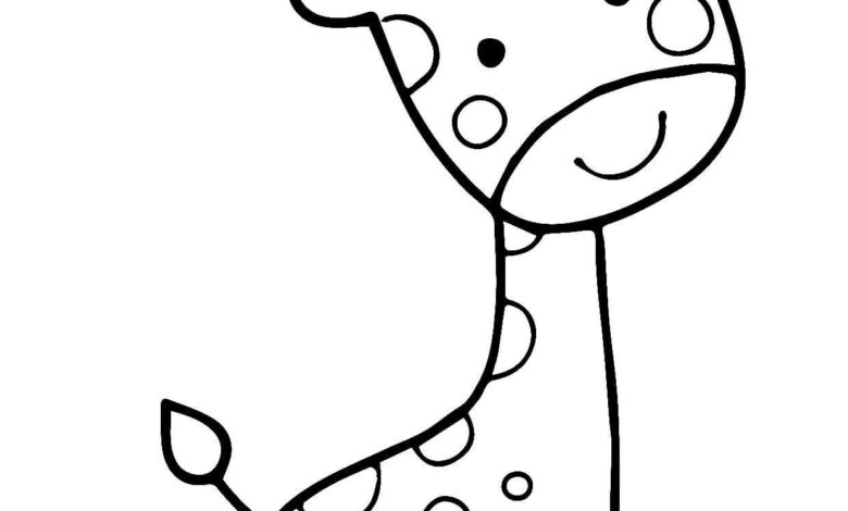 Giraffe Toddler Coloring Page