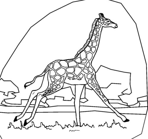 Giraffe Walking Coloring Page