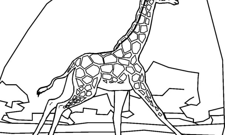 Giraffe Walking Coloring Page