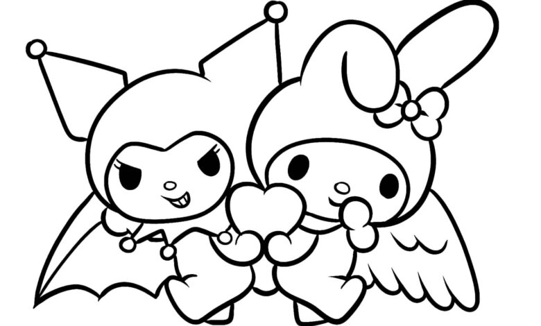 Kuromi Heart Coloring Page