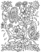 Ladybug Adults Flowers Coloring Page