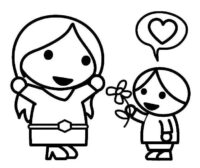 Mothers Day Girl Heart Coloring Page