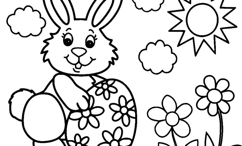 Sun Easter Bunny Coloring Page