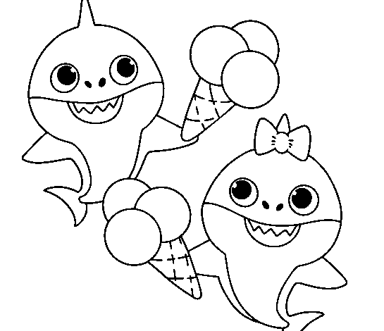 Baby Shark Ice Cream Coloring Page