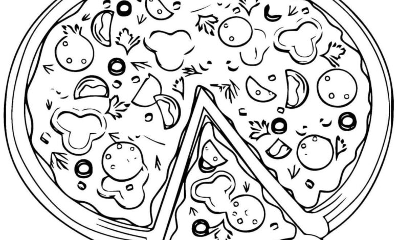 Delicious Pizza Coloring Page
