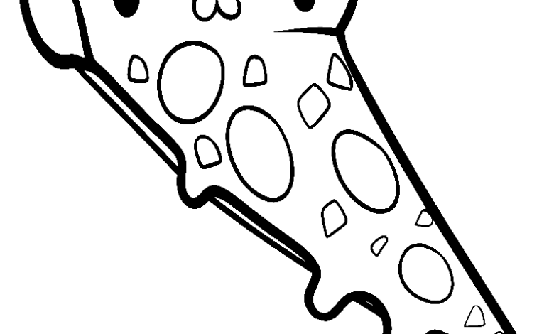 Kawaii Pizza Slice Coloring Page