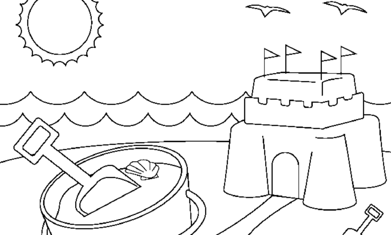 Sand Castle Beach Coloring Pages