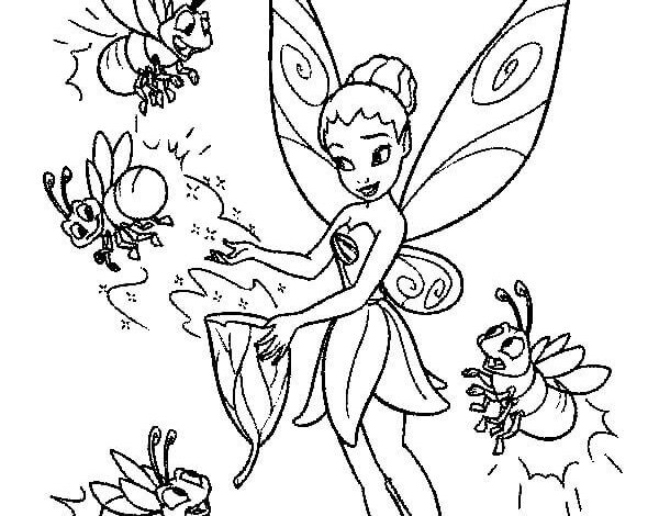 Tinkerbell Bees Coloring Page