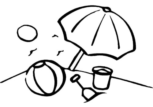Umbrella Sun Beach Coloring Page
