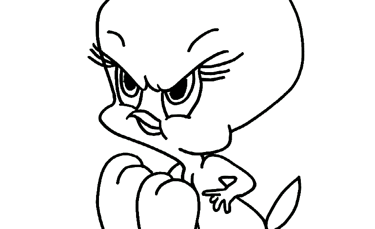 Angry Tweety Coloring Page