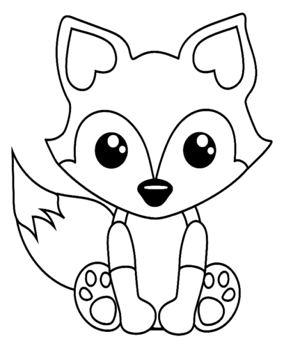 Animal Cute Fox Coloring Page
