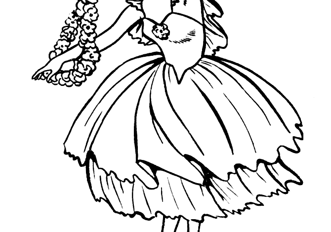 Ballerina Flowers Coloring Page