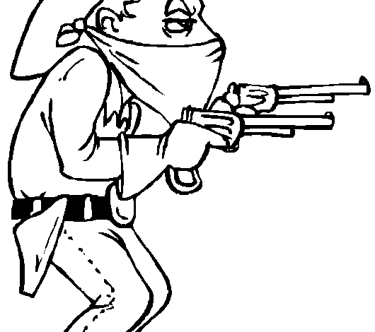 Bandit Cowboy Coloring Page