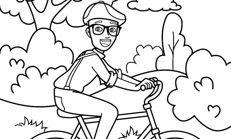 Blippi Bike Coloring Page