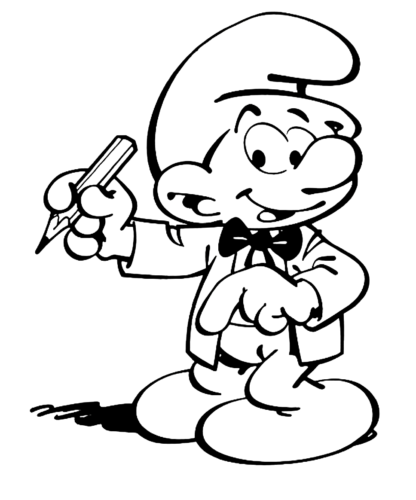 Bowtie Smurf Pencil Coloring Page