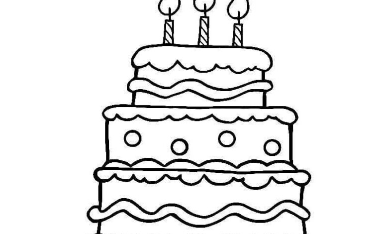 Candles Cake Coloring Page