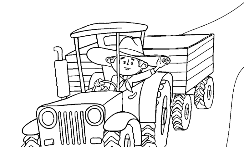 Child Tractor Coloring Page