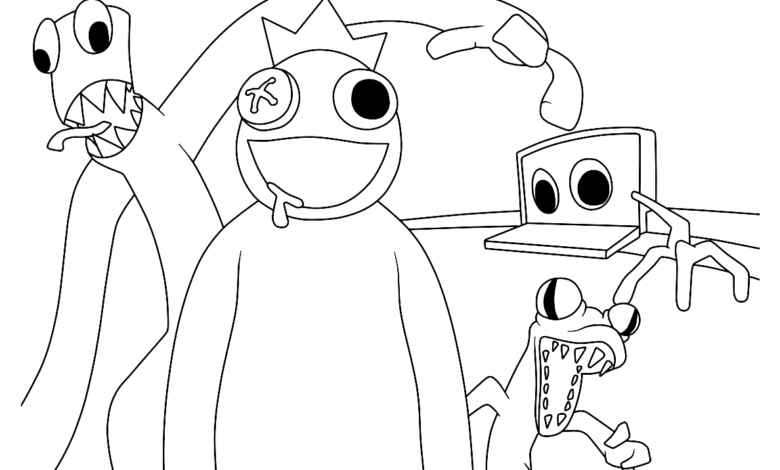 Crazy Rainbow Friends Coloring Page