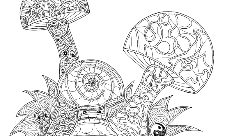 Difficult Mushrooms Coloring Page