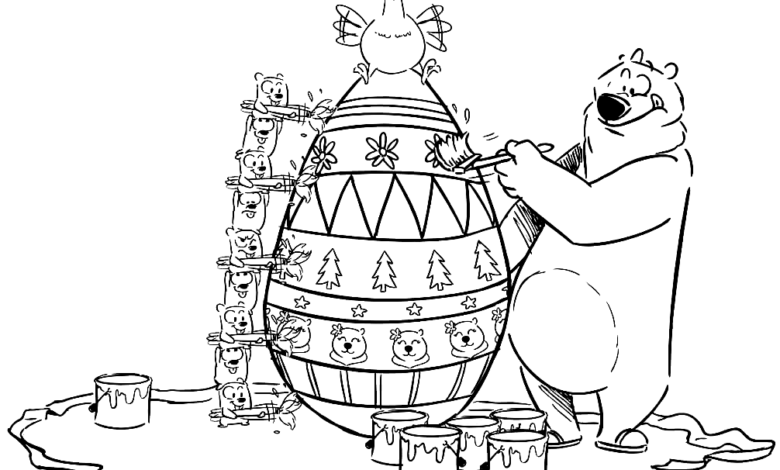 Easter Grizzy The Lemmings Coloring Page