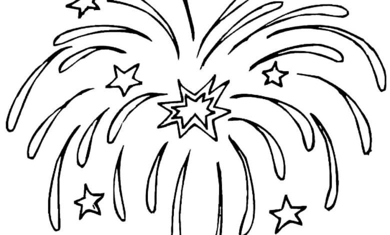 Easy Fireworks Coloring Page
