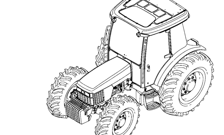 Easy Realistic Tractor Coloring Page