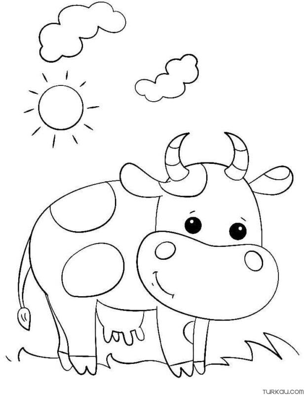 Engaging Cow Coloring Page » Turkau