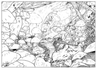 Full Page Hard Mushrooms Coloring Page
